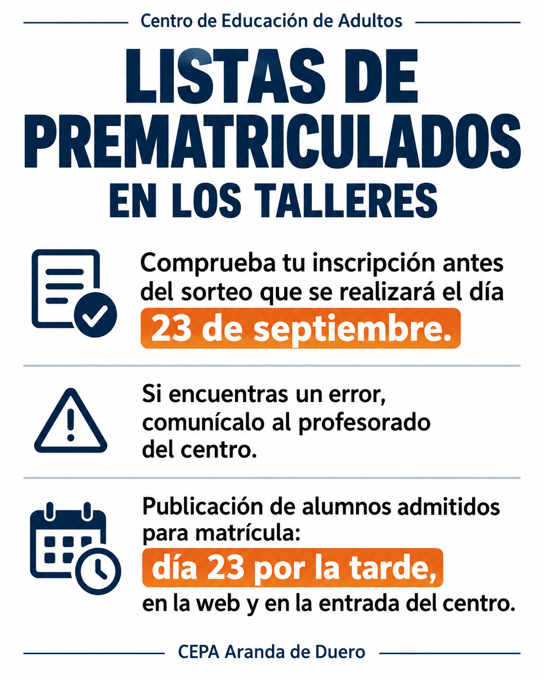 Cartel LISTAS DE PREINSCRIP 27